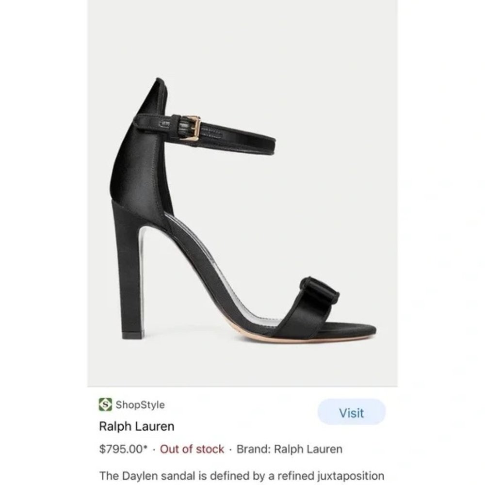 SOLD Ralph Lauren Purple Label Daylen Bow Satin Sandals Black size 37